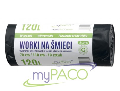 myPACO Worki na śmieci LDPE  120l. R10  MPW120