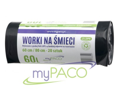 myPACO Worki na śmieci LDPE   60l. R20  MPW60